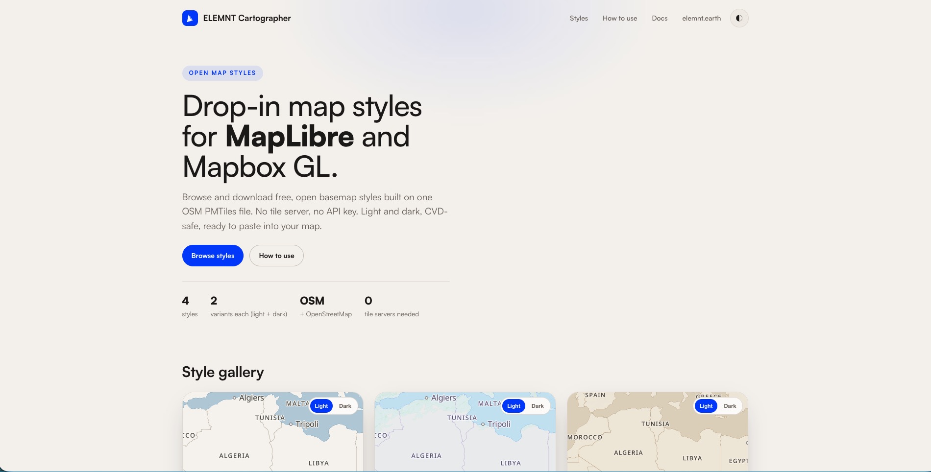 ELEMNT Carto, a basemap and map style studio for MapLibre